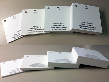 PVC sign board thickness samples.