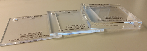Acrylic sheet thickness sample.