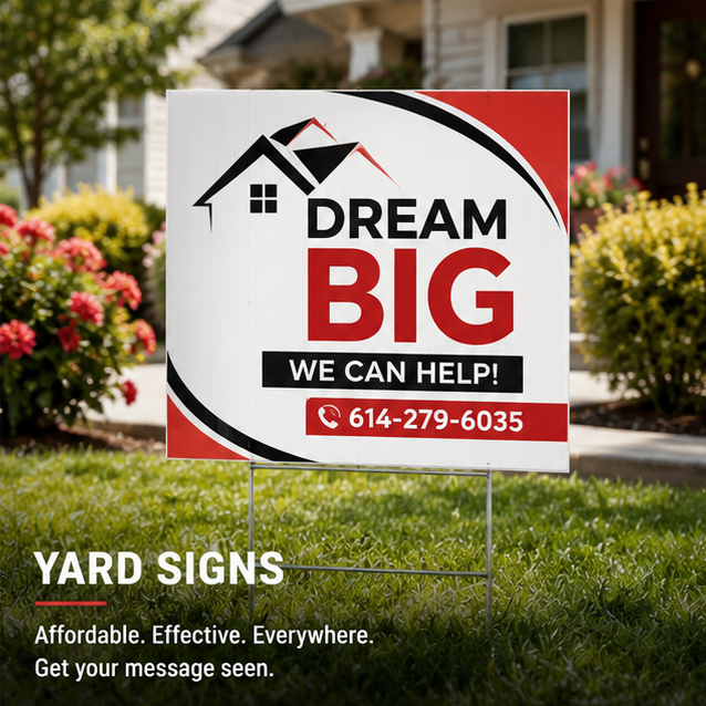 Yard sign design template preview.