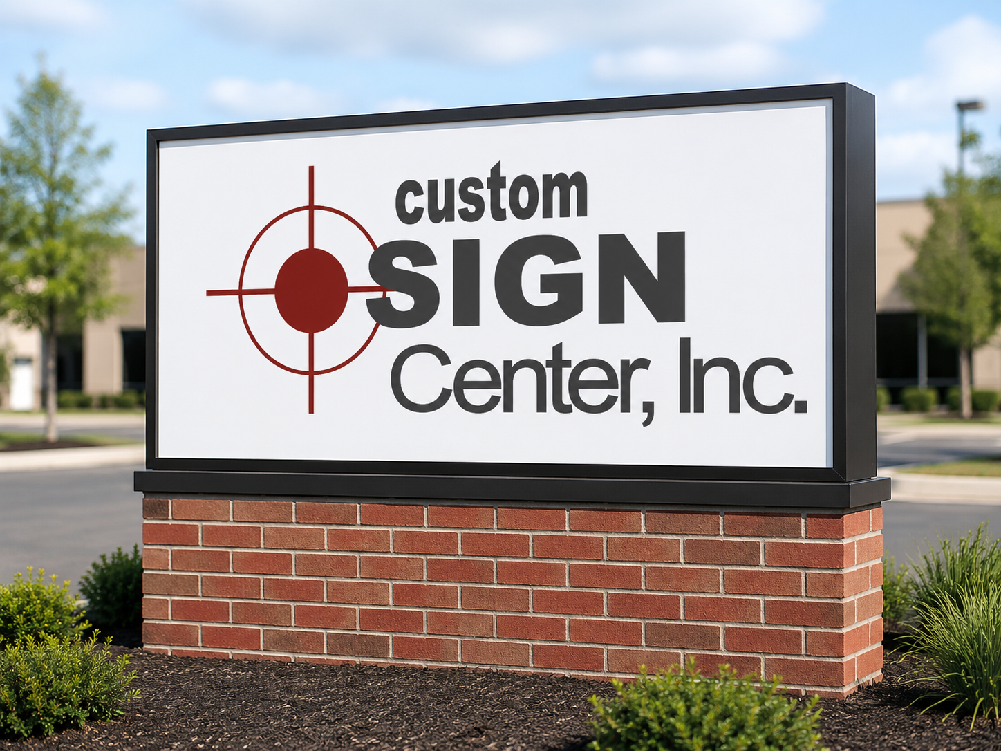 architectural monument sign with masonry base