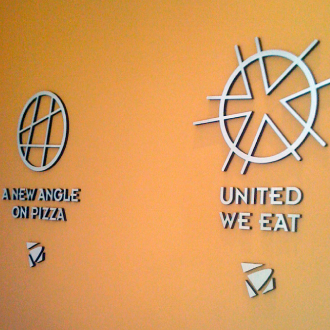 Cut letters and graphics sign.