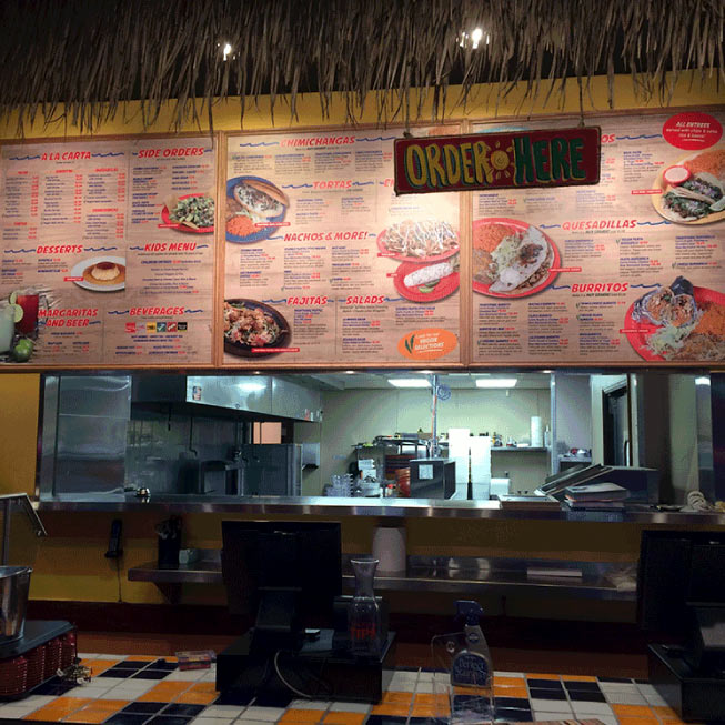 Restaurant menu board example one.