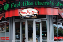 Tim Hortons storefront sign.