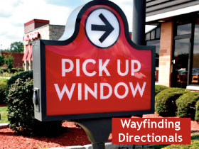 Restaurant traffic directional sign.