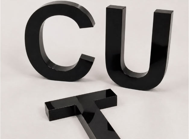 Close-up of a dimensional letter sign.