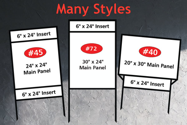 We sell a dozen styles of Real Estate Frames in several colors